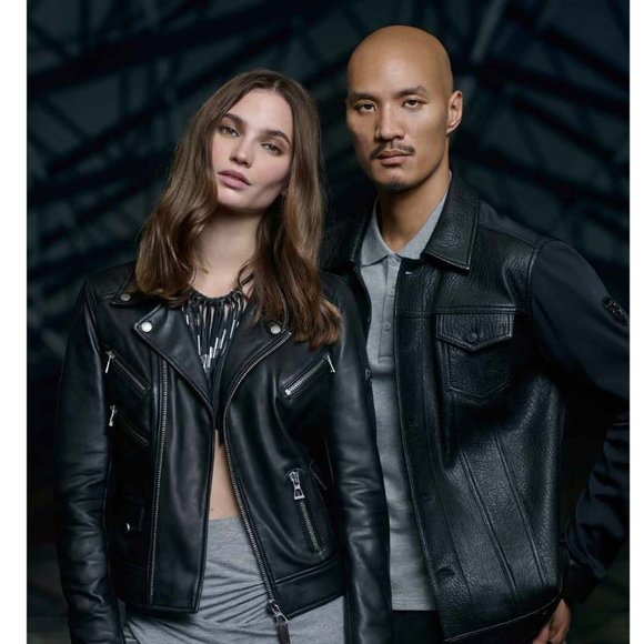 WOMANS RUDSAK RARE CHIC LUXURY CLASSIC LEATHER FUR PATROL JACKET SIZE LARGE - Picture 10 of 12